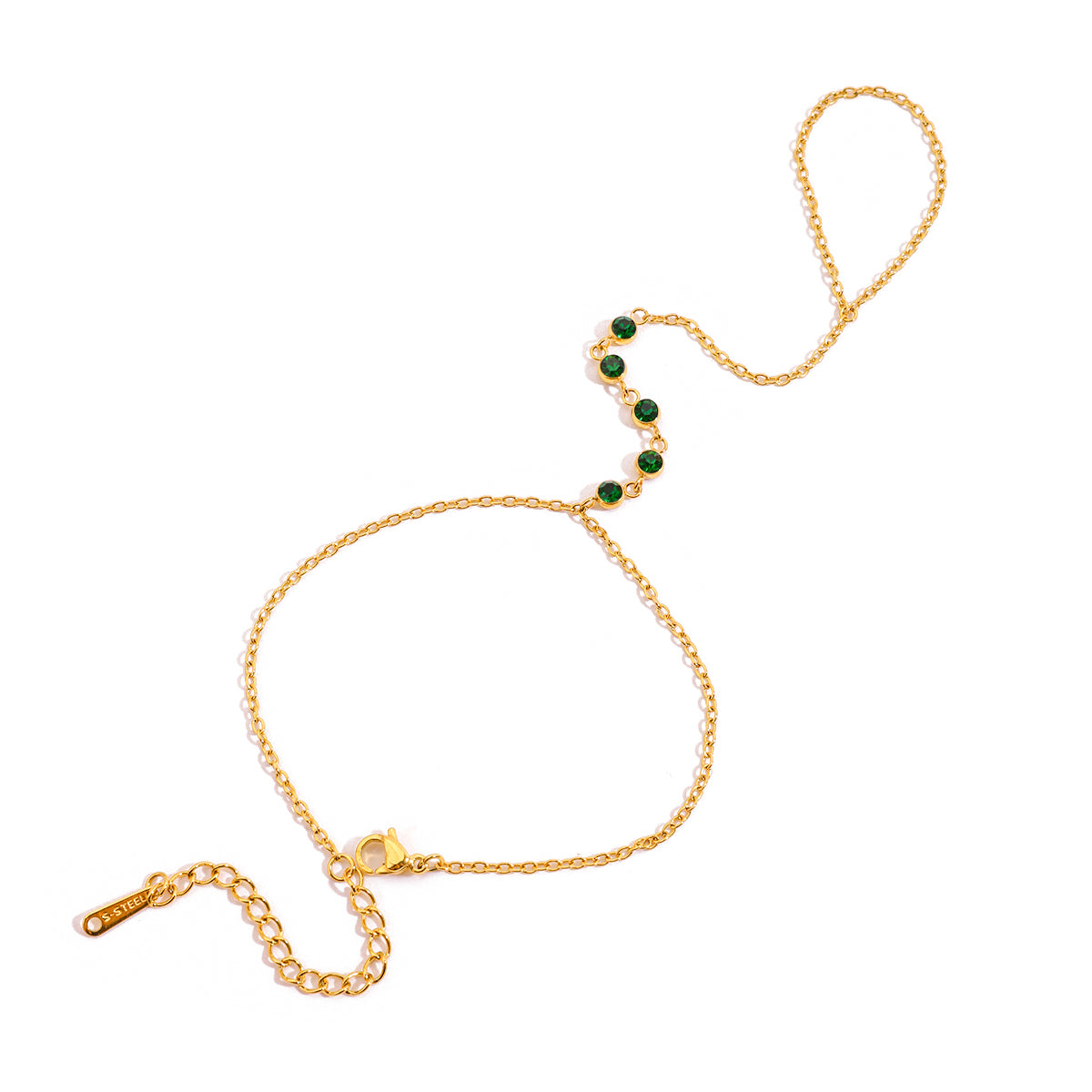 Green CZ Hand Chain