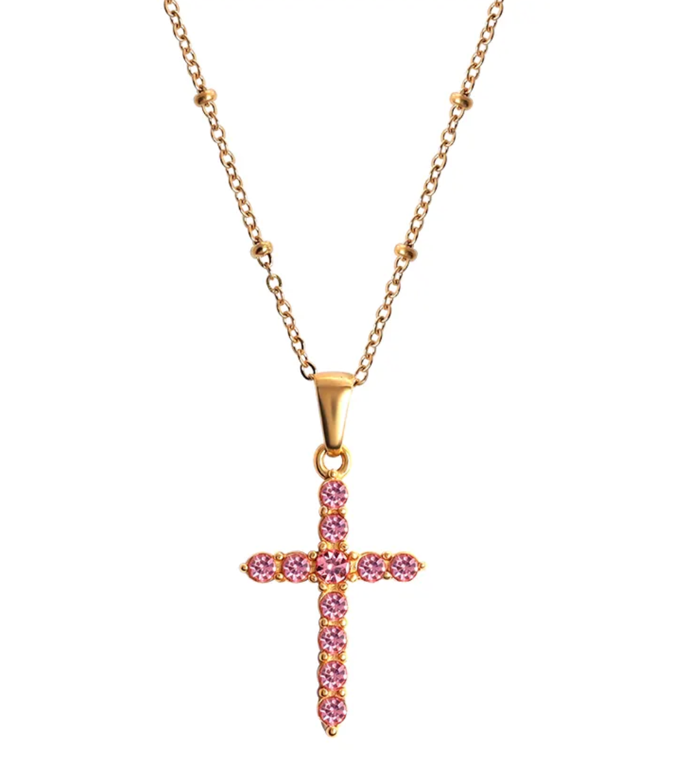 Pink Cross Necklace