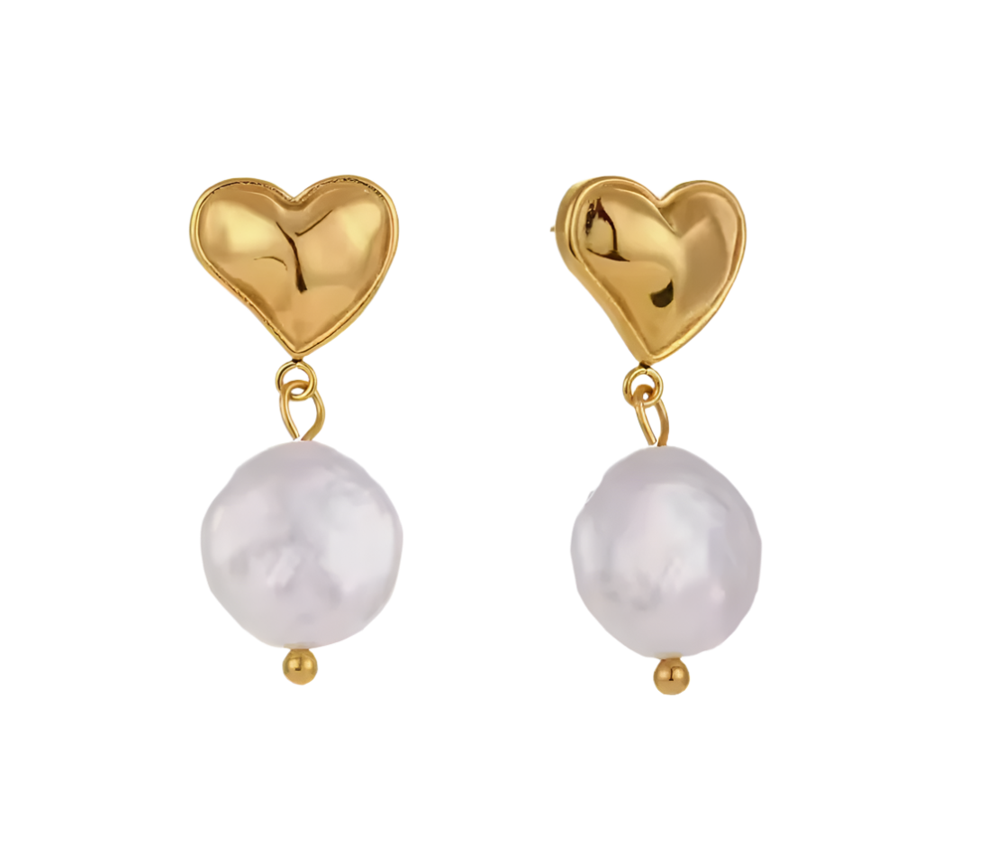 Pearl Heart Earrings