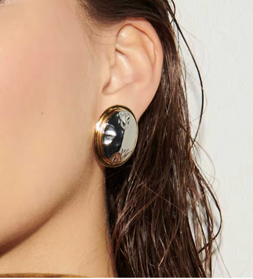 Two Tone Oval Earrings