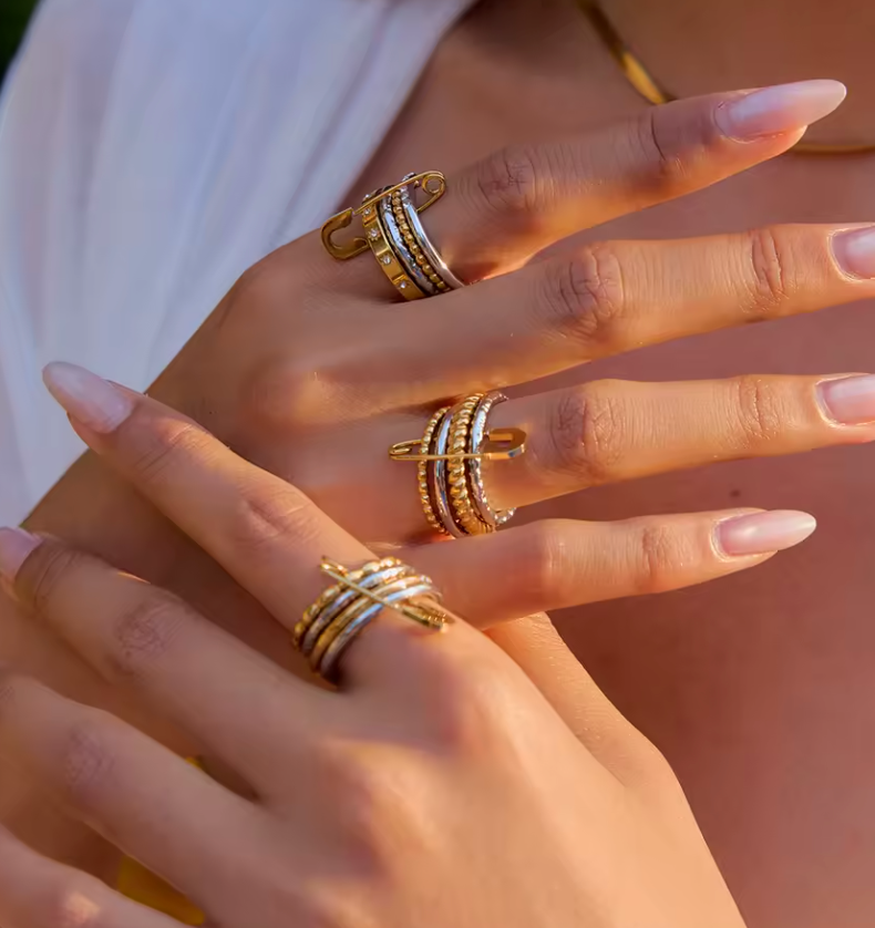 2 Tone Stars Paper Clip Ring
