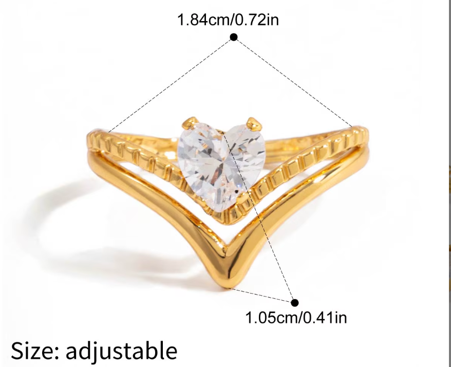 Heart V Band Ring