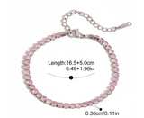 Silver Pink Tennis Bracelet