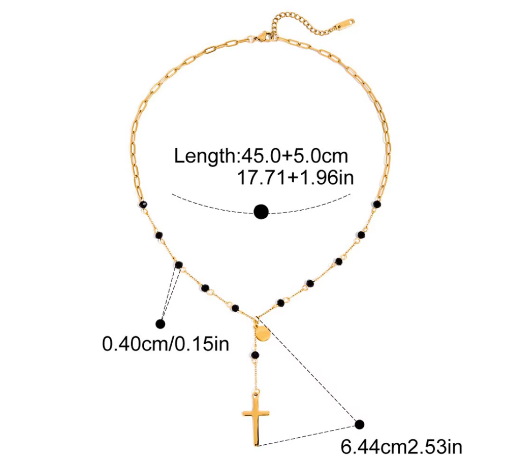Black Mini Cross Necklace