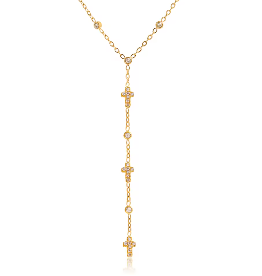 Triple Cross Y Necklace