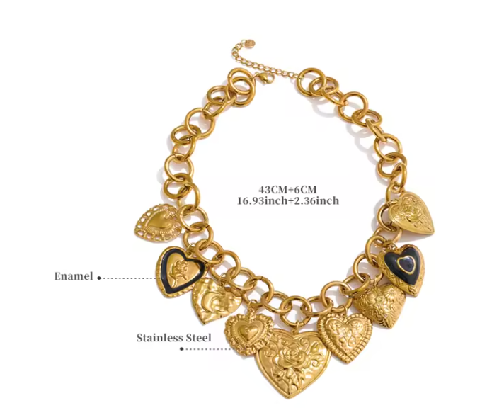 Vintage Hearts Neckalce