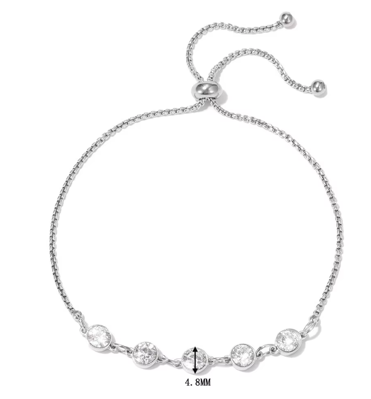 Silver 5 CZ Bracelet