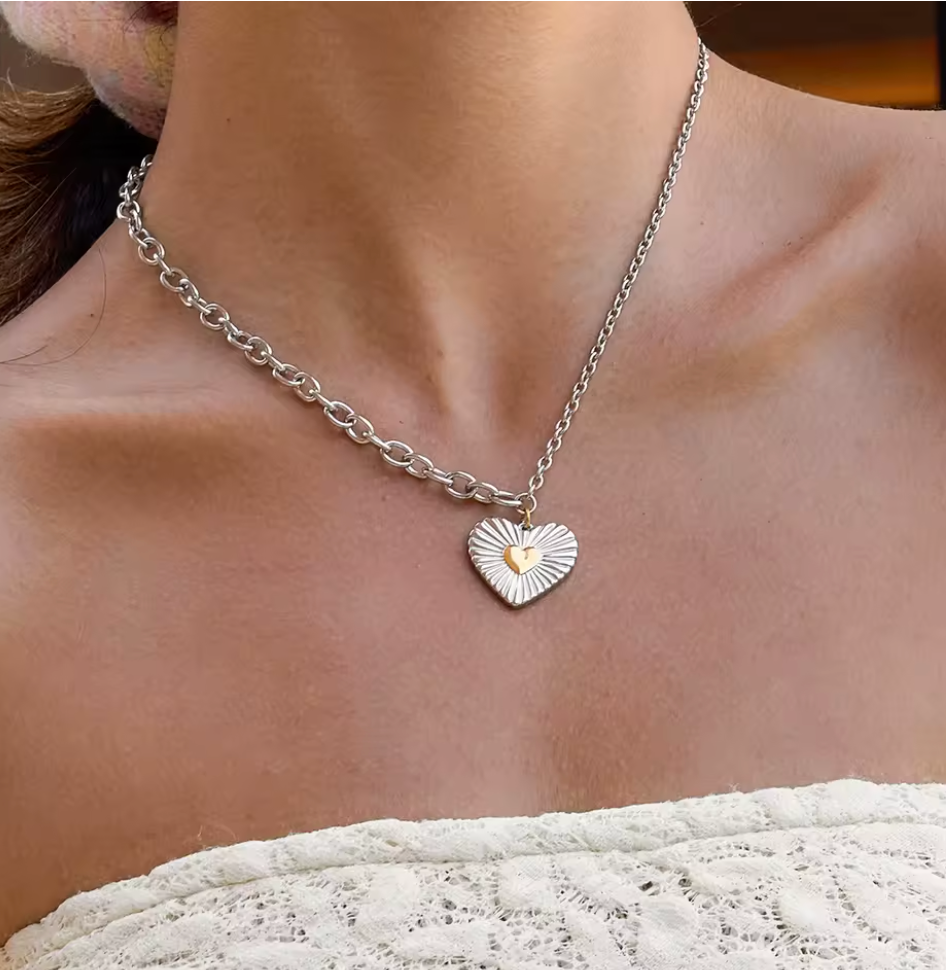 Silver Heart of Steel Necklace