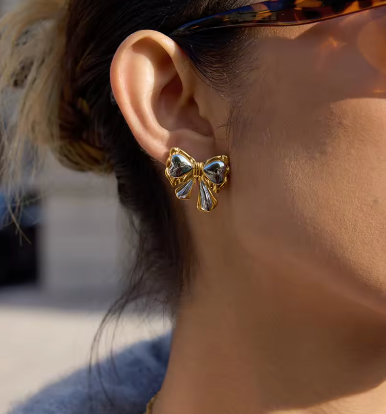 Two tone bow Earrings