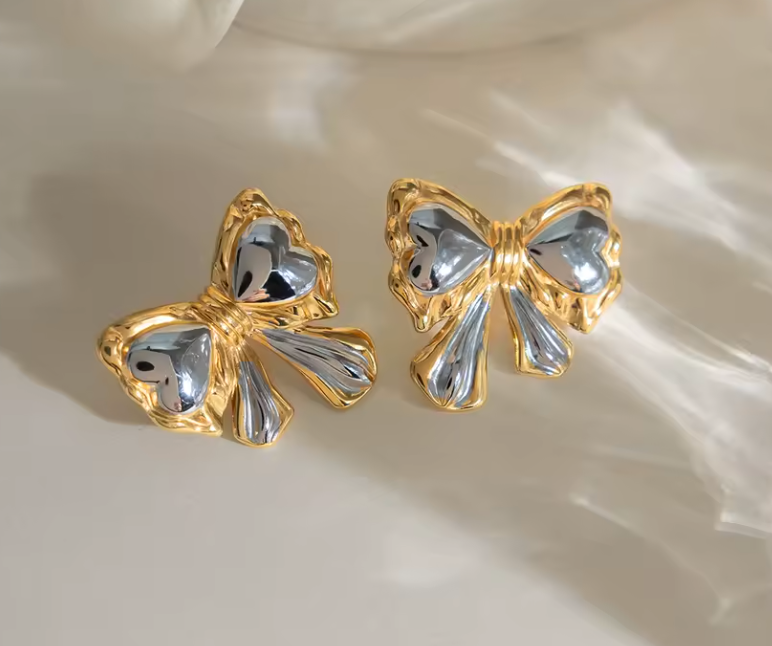 Two tone bow Earrings